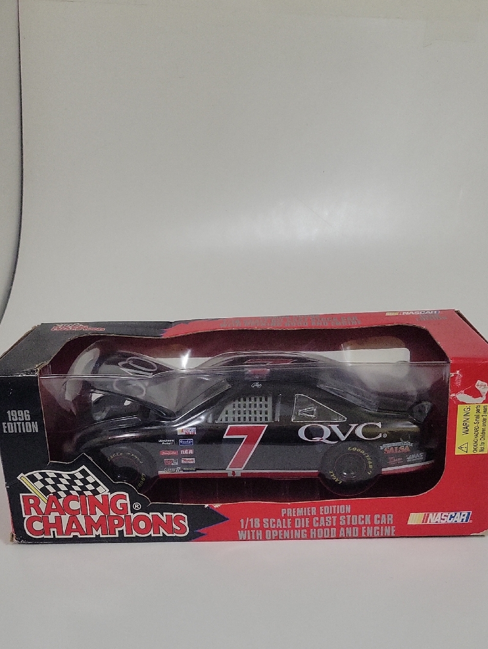 1996 Racing Champions #7 QVC Black Die-Cast Stock Car 1:18 Scale NASCAR